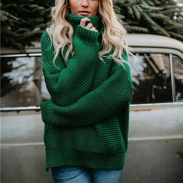 

women turtleneck knit sweater solid color loose long sleeves oversized jumper winter clothes twisted large size ladies jumper to, White;black