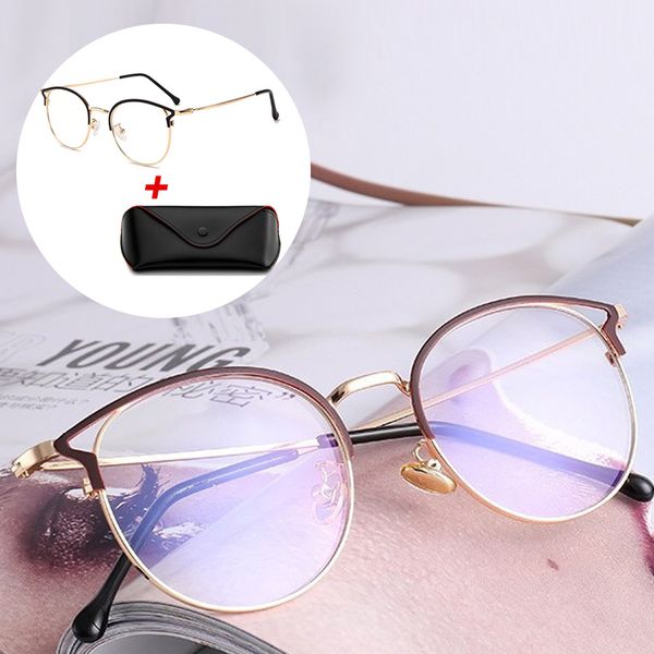 

2pcs/lot women blue light blocking computer glasses with box anti blue rays eyeglasses female plain mirror glasses frame eyewear, White;black