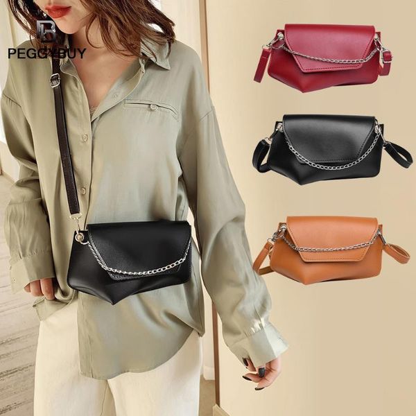 

2020 new fashion vintage women shoulder bags female casual pu leather solid color creative messenger chest packs