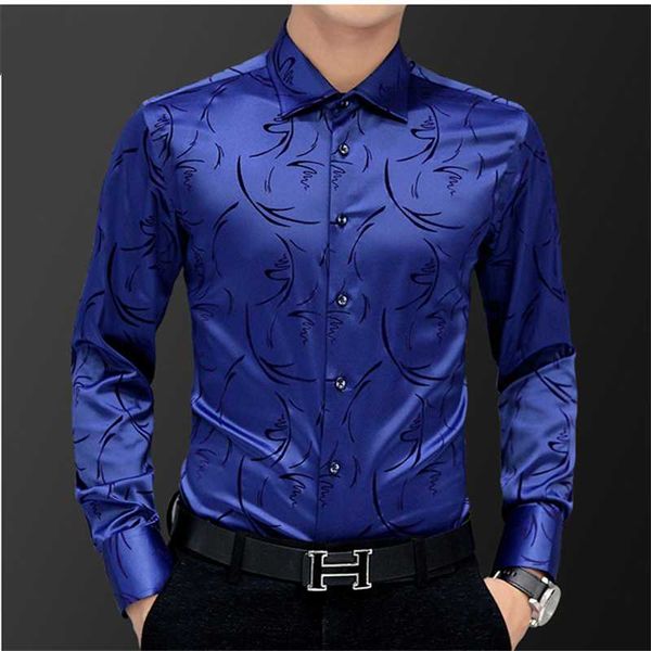 

mens long sleeve shirt business casual cotton shirt men autumn new flower shirts 5xl, White;black