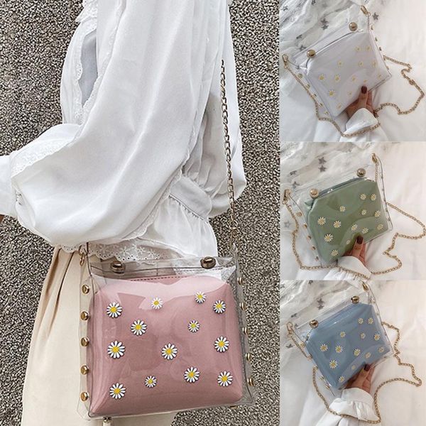 

women bags flower transparent small square bag case shoulder messenger shoulder bag pvc waterproof beach bolsos mujer 5.26