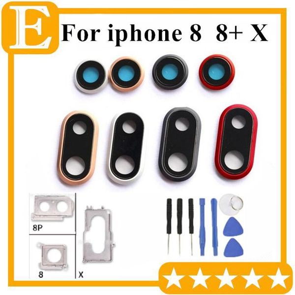 

cgjxs10pcs back camera lens glass with frame ring metal bracket holder for iphone 8g 4 .7 8 plus 5 .5 x replacement parts
