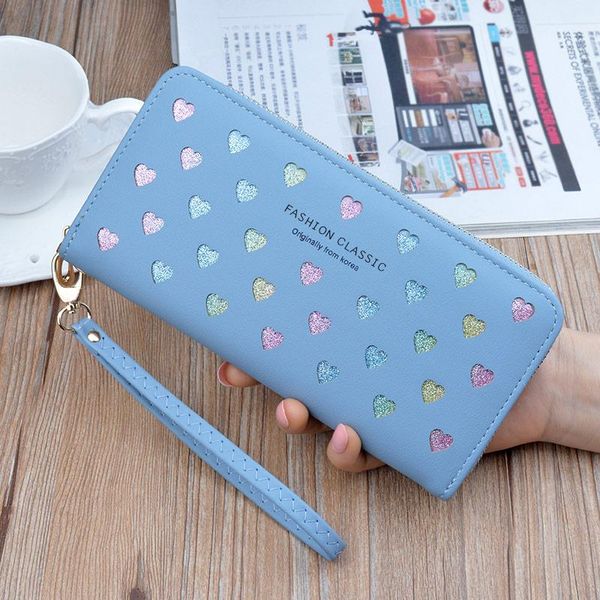 

fashionable lady clutch bag wallet ladies long zipper large capacity mobile phone bag wild love color hollow clutch bag