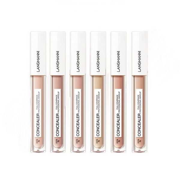 

langmanni full coverage concealer light water moistening waterproof and sweatproof natural matte color makeup face concealer