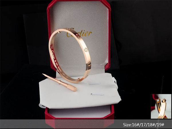

2020 rose gold stainless steel screw bangle bracelet with screwdriver and stone screws with box ing, Black
