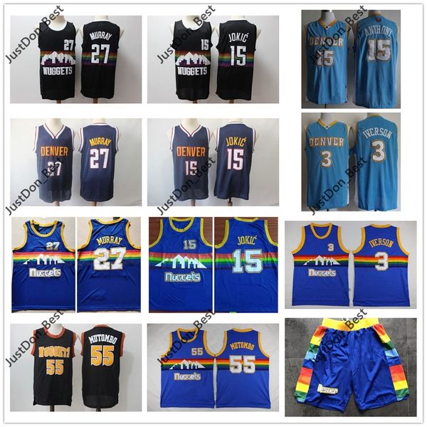 

nikola vintage 15 jokic shirts jamal 27 murray dikembe 55 mutombo carmelo anthony iverson city basketball jerseys denver nuggets 20, Black;red