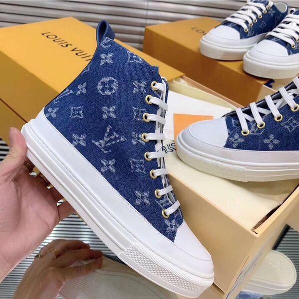 

original lÃ²uis blue letter print canvas shoes fashion women girl 2020 new platform outdoor running spots casual sneakers