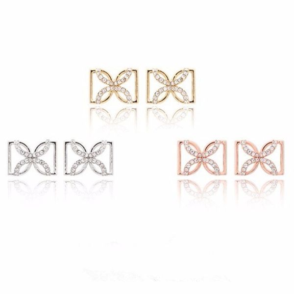 

stud fashion star with crystal earrings imitated pearl bow string pierced letter d female, Golden;silver