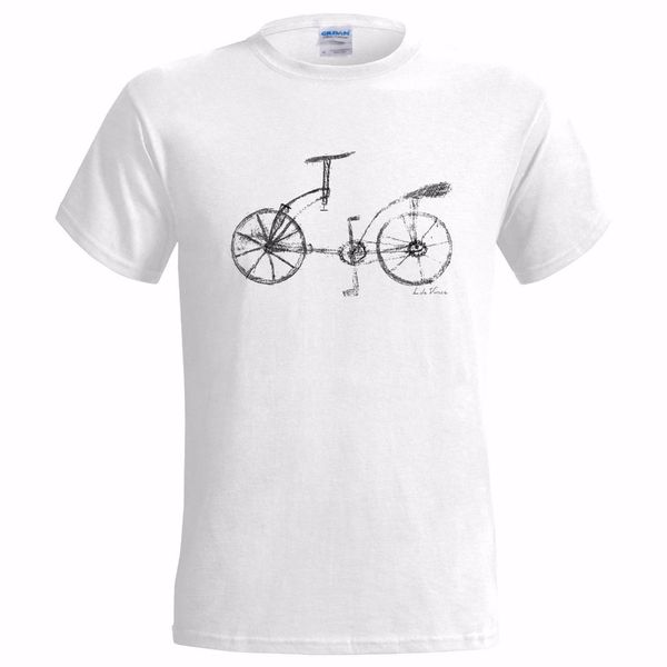 

2019 new casual cotton tee shirt da vinci bicycle bike sketch mens t shirt leonardo artist inventor science summer men t-shirt