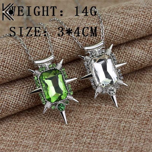 

once upon a time wicked witch zelena glinda glass pendant necklace fashion chain link crystal statement jewelry, Silver