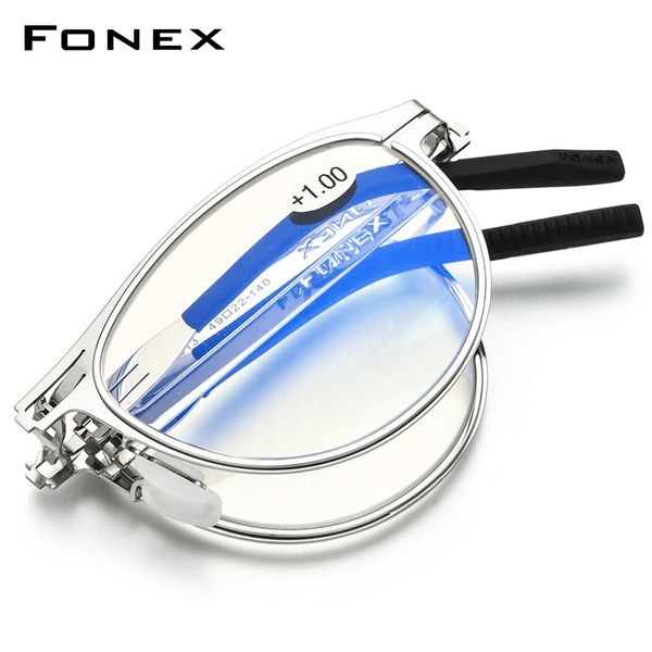 

fonex anti blue blocking folding reading glasses men women presbyopia hyperopia diopter screwless eyeglasses lh013, White;black