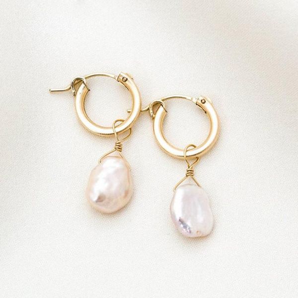 

gold filled baroque pearl earrings 15mm gold hoop earrings handmade jewelry brincos minimalism oorbellen pendientes earrings cx200801, Golden;silver