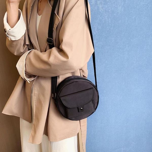 

handbags wear-resistant round women shoulder sling bags casual nylon purse pure color messenger handbag