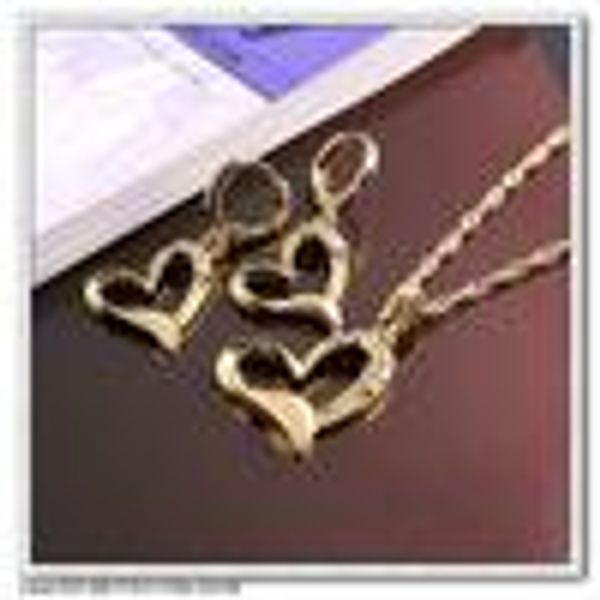 

s14k-19)14k gold plated heart shape jewelry sets, ing, Silver