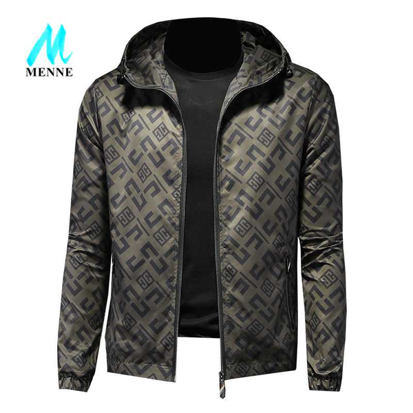 

menne men jacket spring/autumn casual print man's jacket hooded man zipper man coat, Black;brown