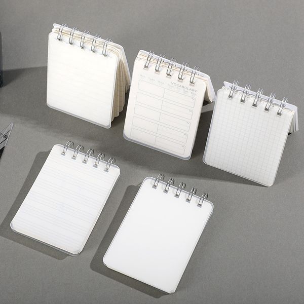 

a7 flip-up notebook pp frosted transparent metal coil notebook office school supplies grid blank waterproof cover notepad vt1469