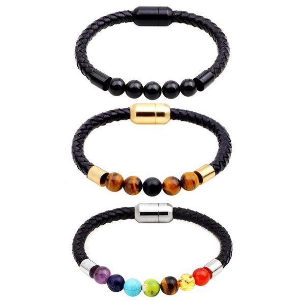 

fashion leather bracelet meditation beads bangle charm diy jewelry accessories, Black