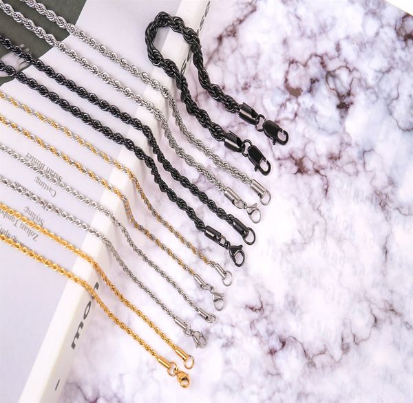 

2.4mm stainless steel twist necklace (no pendant) twist chaina variety of colors to choose from jewelry chain, Silver