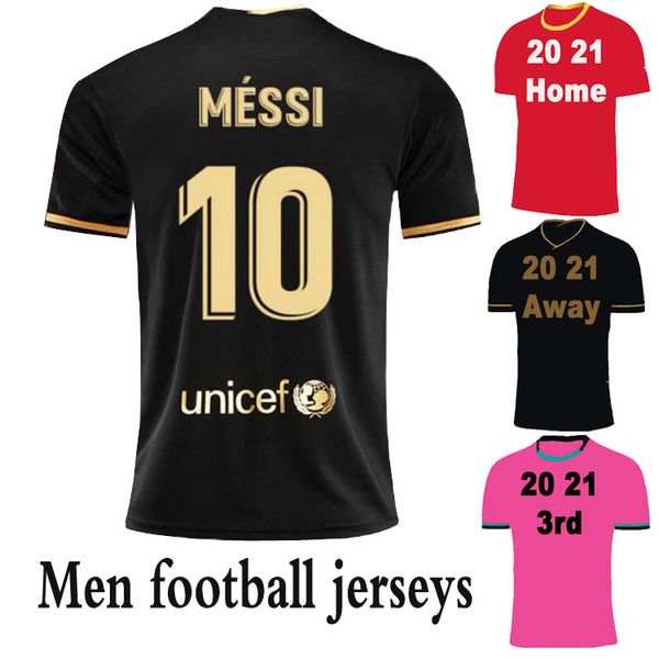 

20 21 messi griezmann home away 3rd mens soccer jerseys suarez pique coutinho dembele football shirts rakitic f. de jong short uniform, Black;yellow