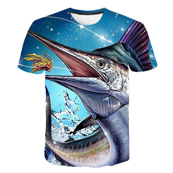 

fishing fish new o collar summer 3d print shirts kawaii funny comics men clothing