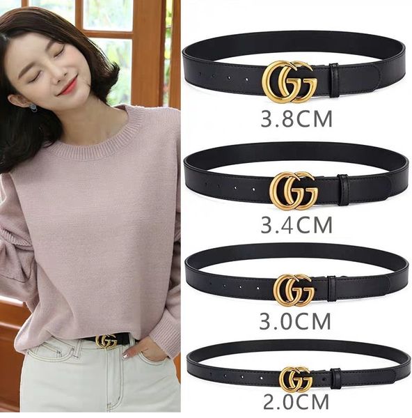 

2020b brand designer new fashionable men's and women's gold buckle gu belt. luxury family gathering all-match belt, Black;brown