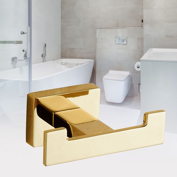 

home golden square clothes hook towel double head wall hanging kitchen bathroom