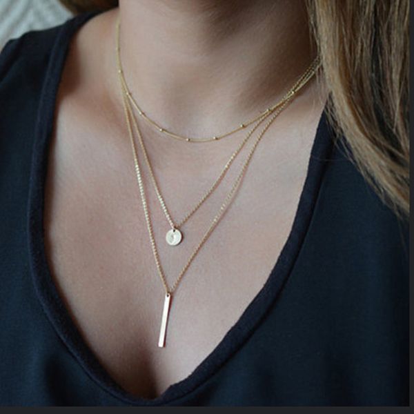 

pendant necklaces multilayer layered choker necklace & for women long chain on neck fashion coin jewelry collares, Silver