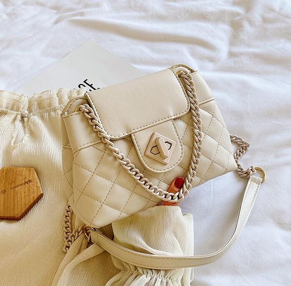 

plain women chain shoulder bags lady temperament small handbags check pu crossbody