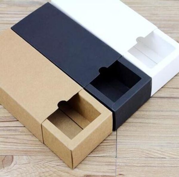 

10pcs black kraft gift packaging cardboard box black packing gift box white paper drawer wedding favor delicate drawer