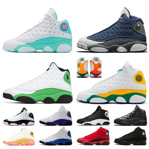 

13 13s flint men women basketball shoes mens white soar green pink playground luky green mens sport trainer sneakers eur 36-47, Black