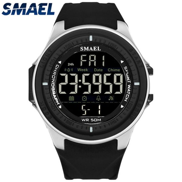 

wristwatches smael mens dive 50m sports watches electronic digital led watch men casual relogio masculino, Slivery;brown