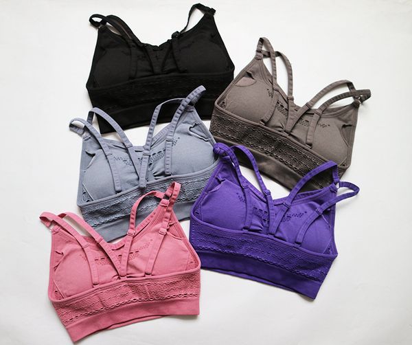 

женщина энергия йога бюстгальтер бесшовные бег креста strappy назад йога бюстгальтер с прокладками спорт фитнес top activewear, White;black