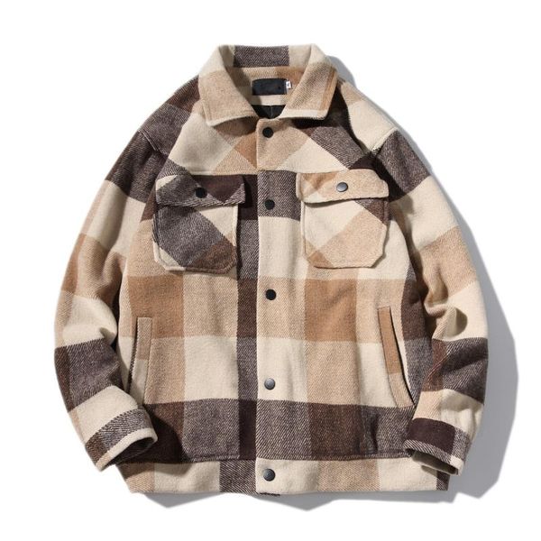 

woolen coats jackets men 2020 new autumn winter retro casual wool plaid coat male fashion jacket korean streetwear mantel wolle, Black
