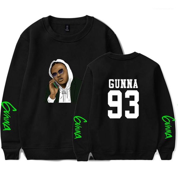 

gunna hiphop printed long sleeve o-neck hoodies casual fleece loose fashion homme sweatshirts designer men sweatshirts, Black