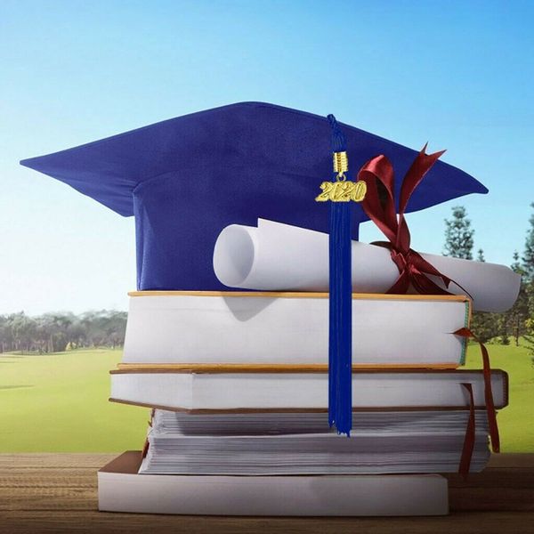 

2020 matte graduation cap with tassel for men women, Blue;gray