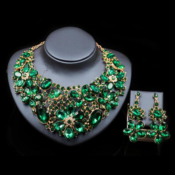 

wholesale new costume women trendy bridal jewelry set engagement necklace and earrings wedding decoration ing, Silver