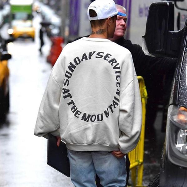 

19fw sunday service crewneck pullover sweatshirt foamed letter print terry sweater street hoodies autumn winter outwear hfymwy288, Black