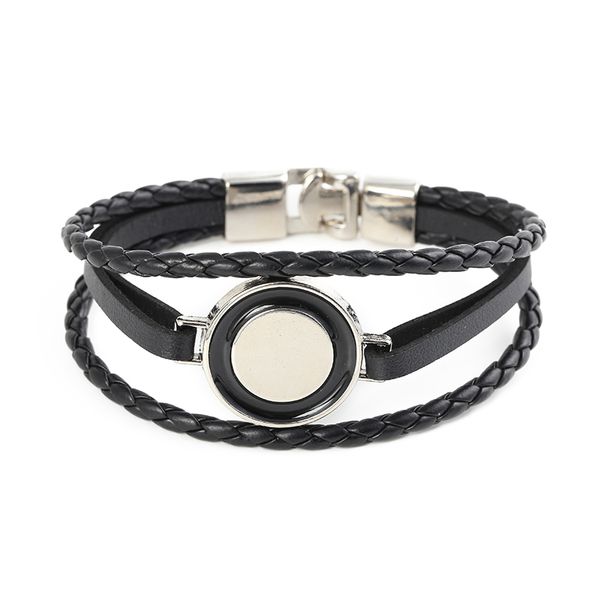 

2020 high quailty infinity bracelet bangle genuine leather hand chain buckle friendship men women bracelet, Black