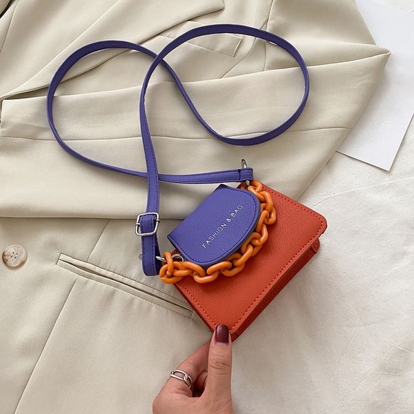 

new fashion matte patchwork crossbody bags for women chains strap shoulder bag lady small flap ladies handbags thick chain