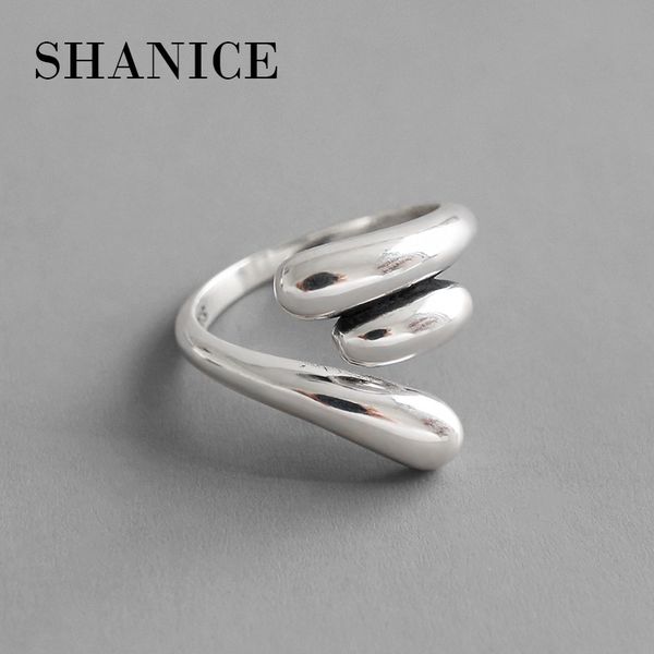 

shanice 925 sterling silver open rings for women jewelry normcore niche retro made old water drops finger ring female rings gift, Golden;silver