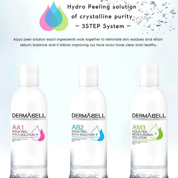 

korea aqua peel solution dermabell 3*400ml per bottle hydra dermabrasion facial cleansing blackhead export liquid repair small bubbles water