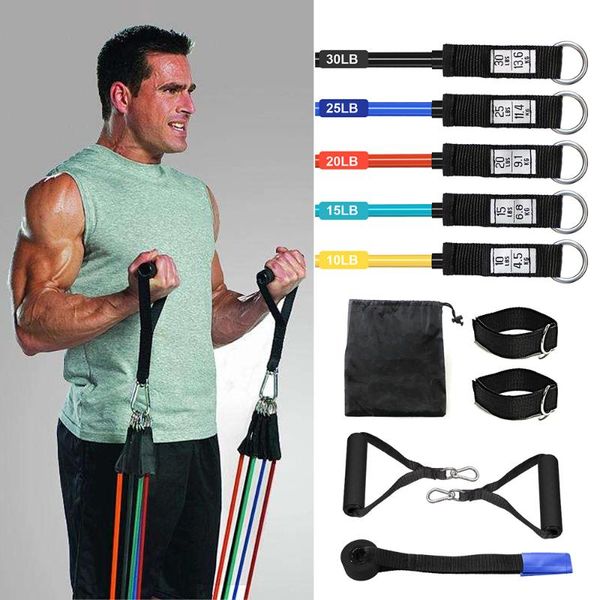 

11pcs/set resistance bands set exercise pull rope crossfit training exercise yoga tubes elastic rubber expander elastic bands