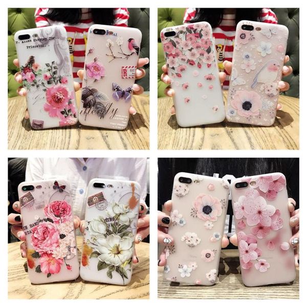 

cgjxsflower pattern luxury phone case for iphone 8 plus case soft silicone floral protect full cover for iphone x 6 7 plus case