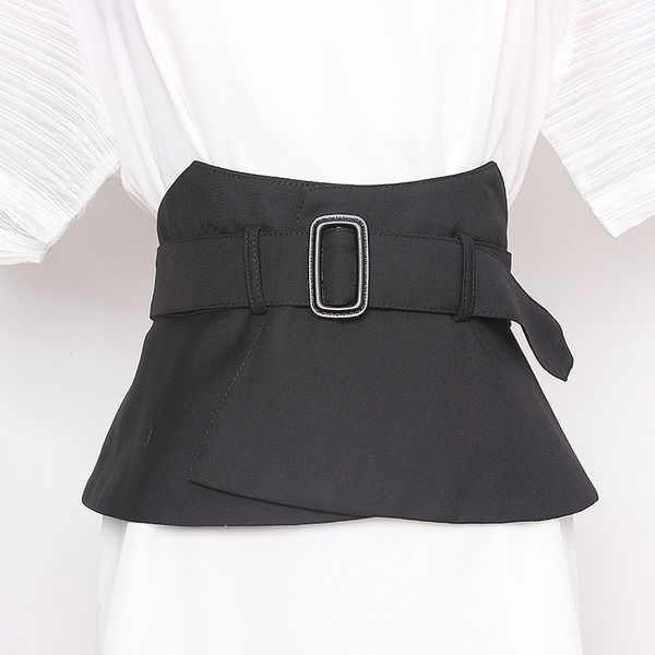 

2020 brand office ladies suit fabric corset belt buckle adjustable wide waist belt bandage floppy lotus skirt caestus strap, Black;brown