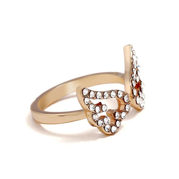 

Korean version fashion jewelry lovely micro zircon angel wing open ring finger ring lady accessories