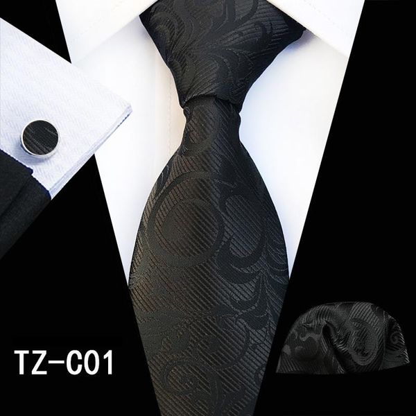 2020 Herren-Krawatten für Männer, Krawatten-Set, Einstecktuch, Manschettenknöpfe, Krawatte, Mariage, Weihnachten, Mode-Accessoires