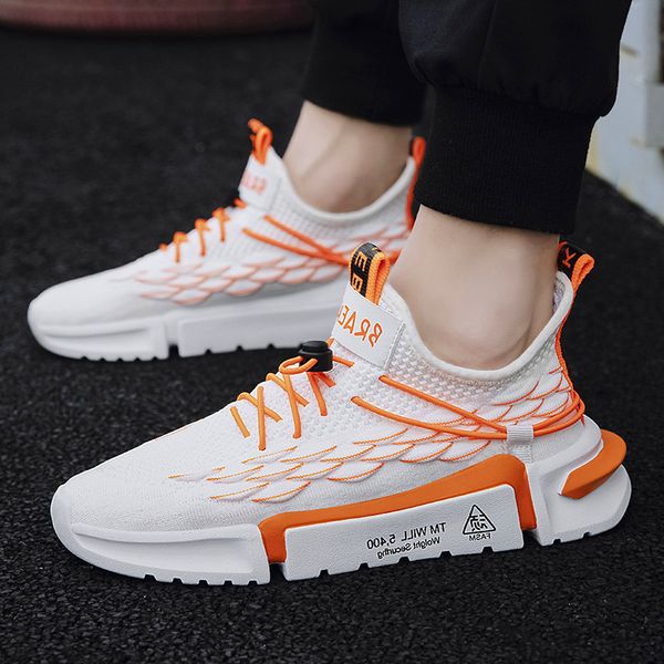 

mens casual shoes lace-up breathable casual youth trend shoes student breathable mesh sports zapatillas hombre, Black