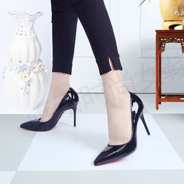

all seasons daily solid color four seasons pointed ultra-high thin heeled nightclub shoes nude color single-heeled shoes all-match women, Black