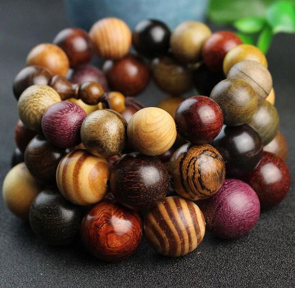 

national wind 15-20mm color sandalwood beads rosary bracelet men and women jewelry gift handmade beaded bracelet wholesale, Black