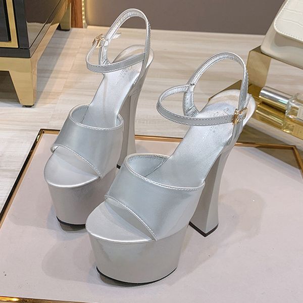 

women work sandal catwalk pole dancing shoes high heel 17cm large size 34-43 women's nightclub super sandals for ladies, Black